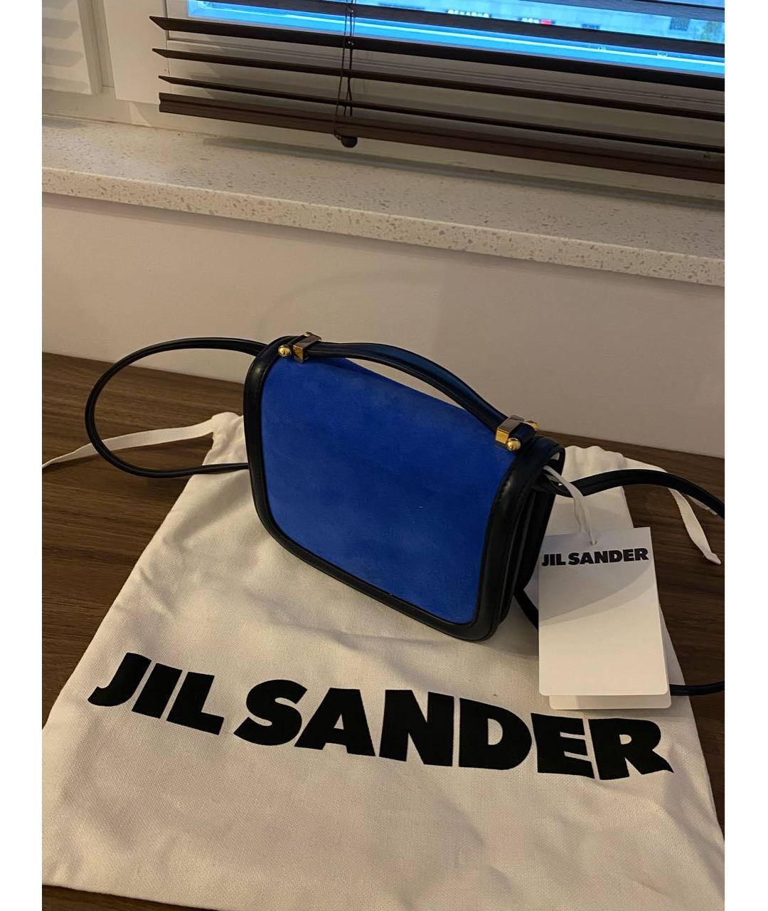 JIL SANDER Синяя кожаная сумка через плечо, фото 7