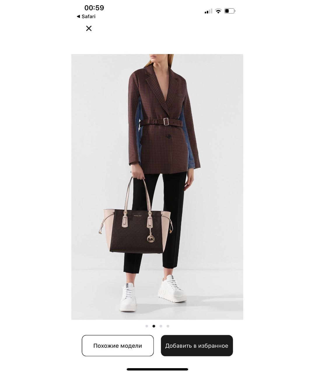 MICHAEL KORS Коричневая кожаная сумка тоут, фото 8