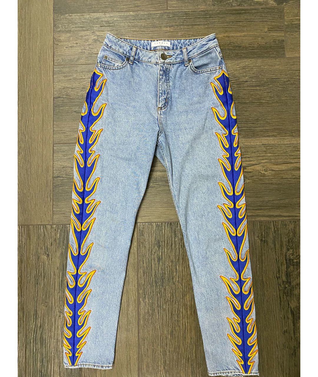 SANDRO Голубые хлопковые прямые джинсы, фото 9
