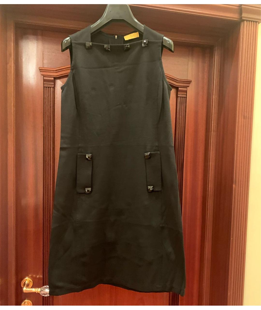 ST. JOHN Черное хлопко-эластановое повседневное платье, фото 6