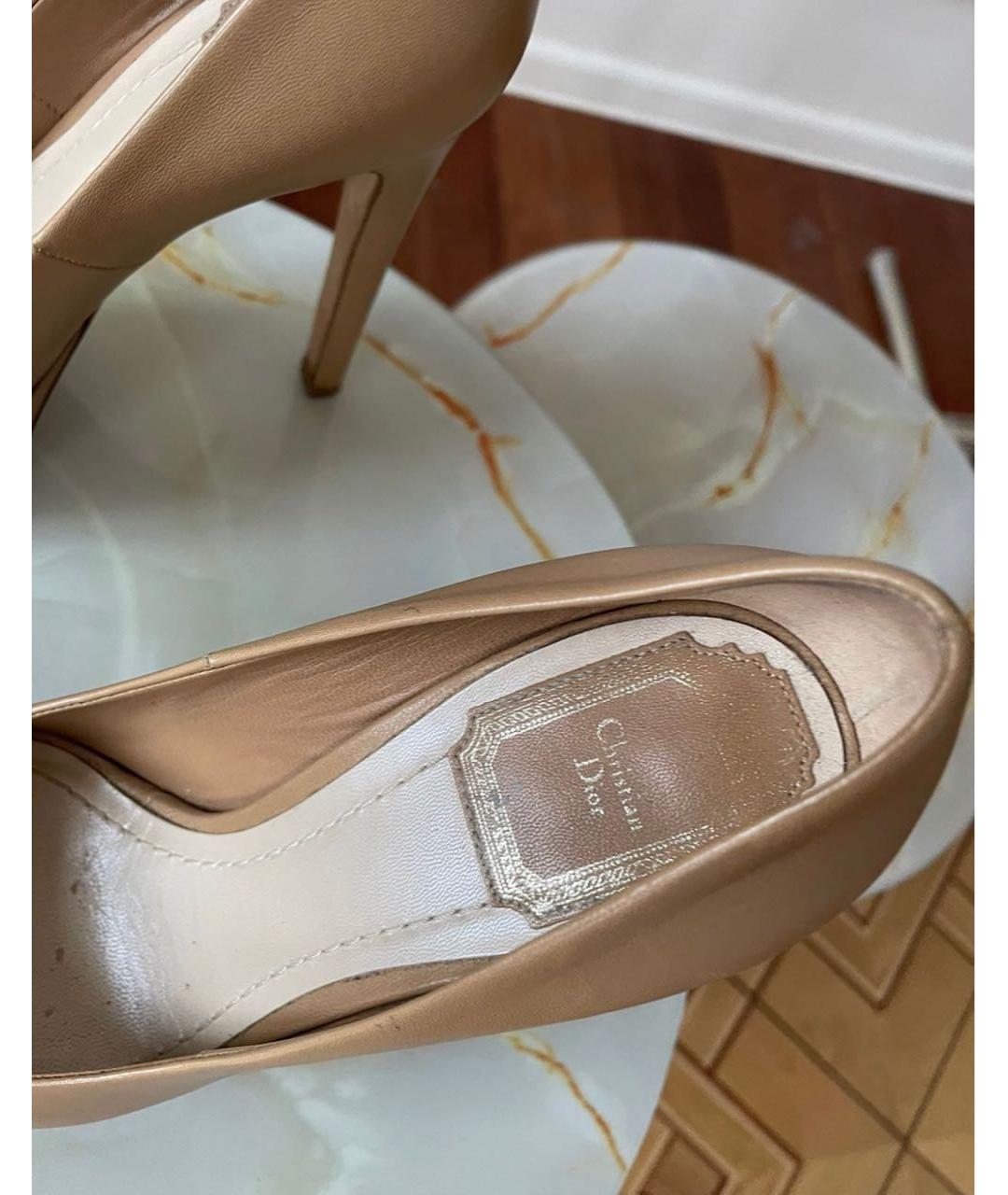 CHRISTIAN DIOR Бежевые кожаные туфли, фото 2