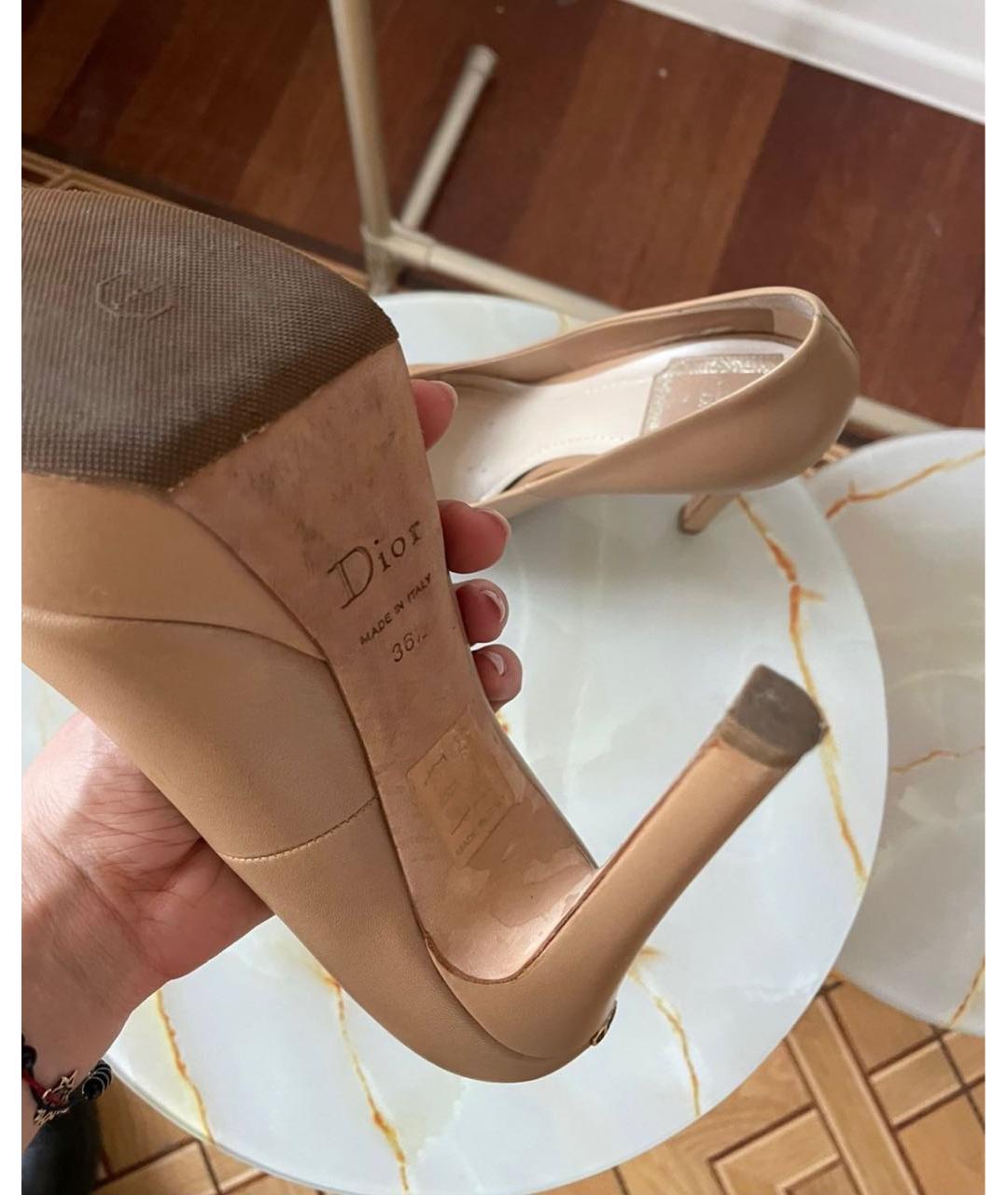 CHRISTIAN DIOR Бежевые кожаные туфли, фото 4