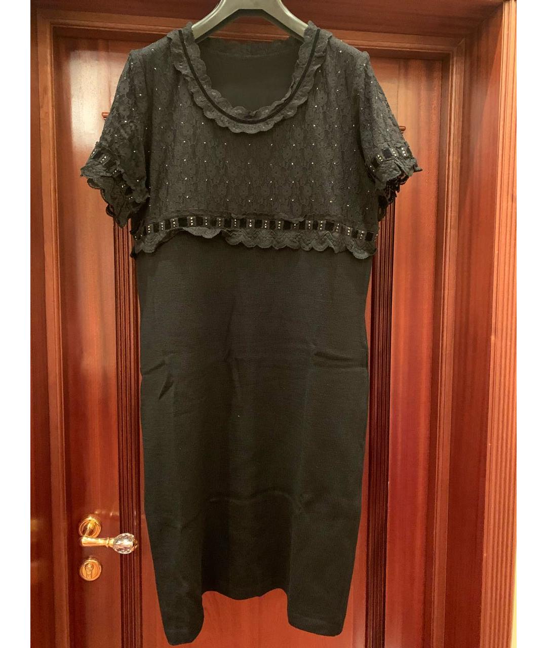 ST. JOHN Черное шерстяное коктейльное платье, фото 7