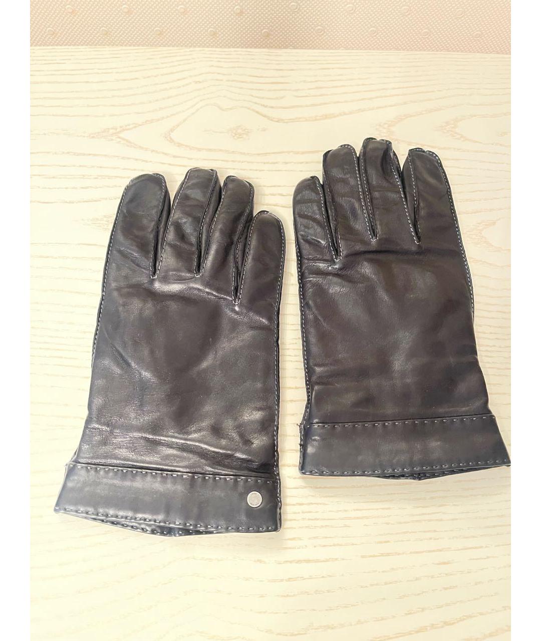 HUGO BOSS Черные кожаные перчатки, фото 4
