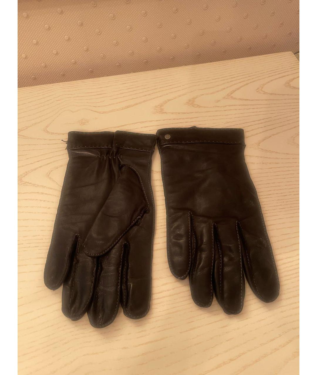 HUGO BOSS Черные кожаные перчатки, фото 5