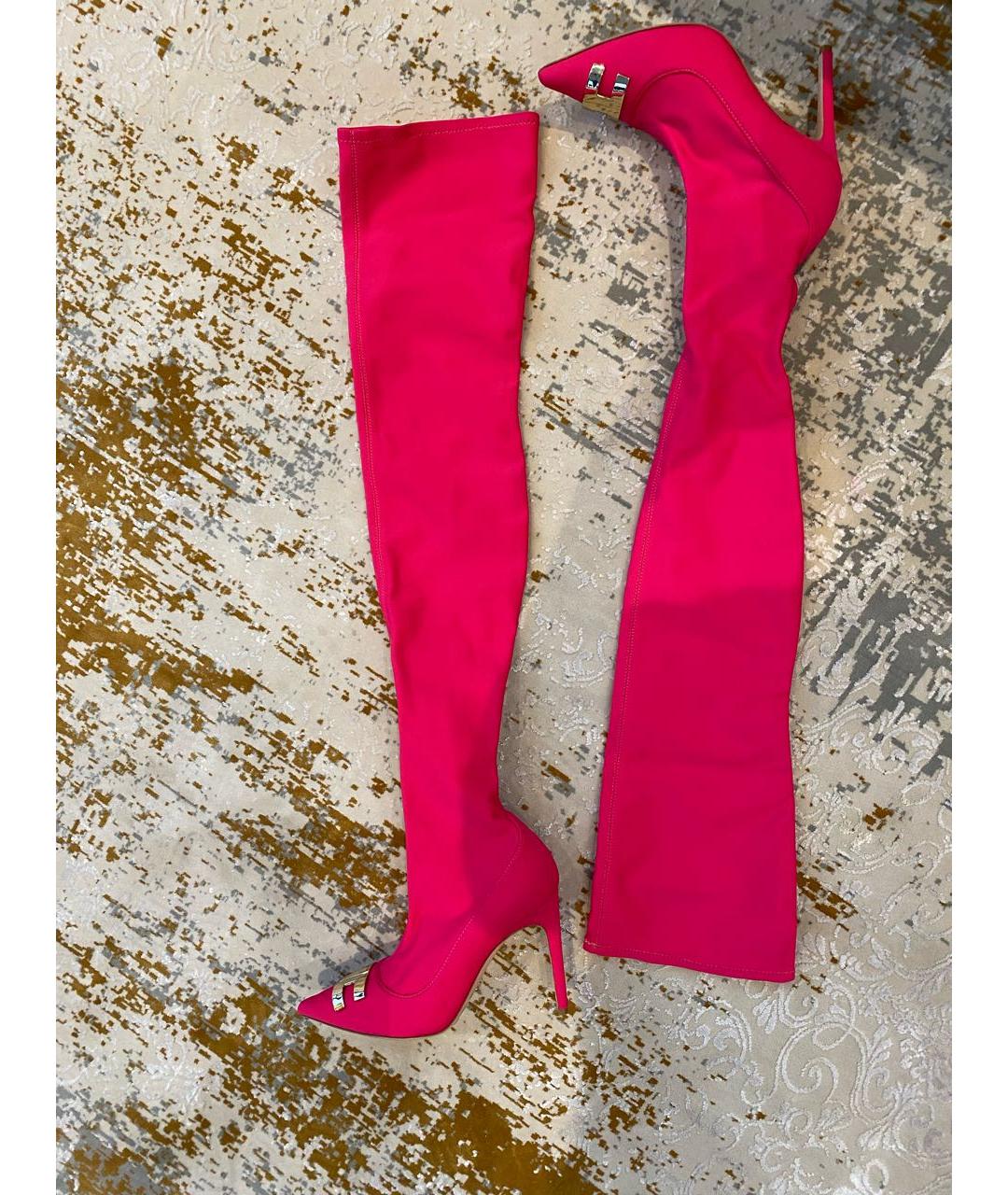 ELISABETTA FRANCHI Розовые текстильные сапоги, фото 8