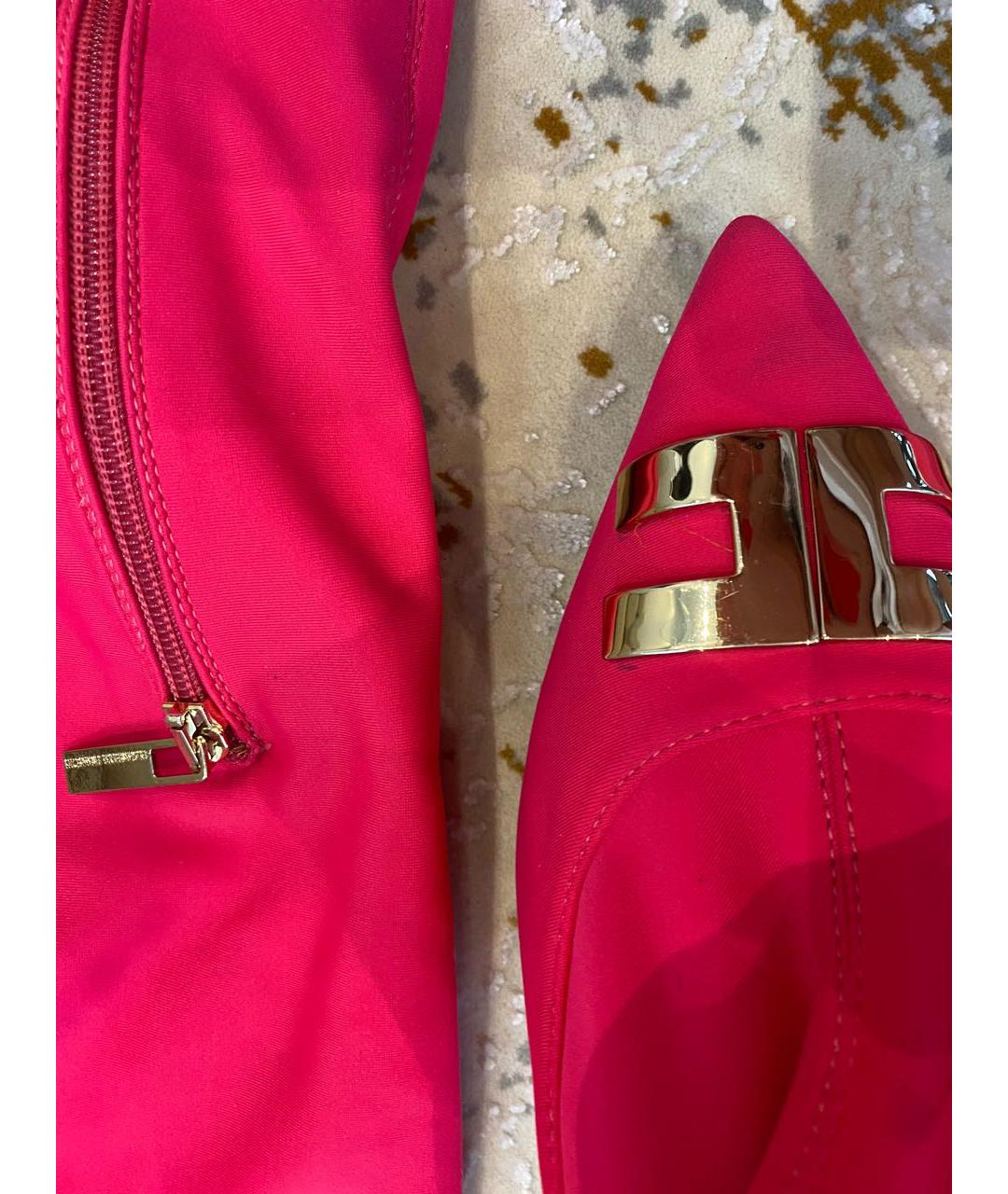 ELISABETTA FRANCHI Розовые текстильные сапоги, фото 6