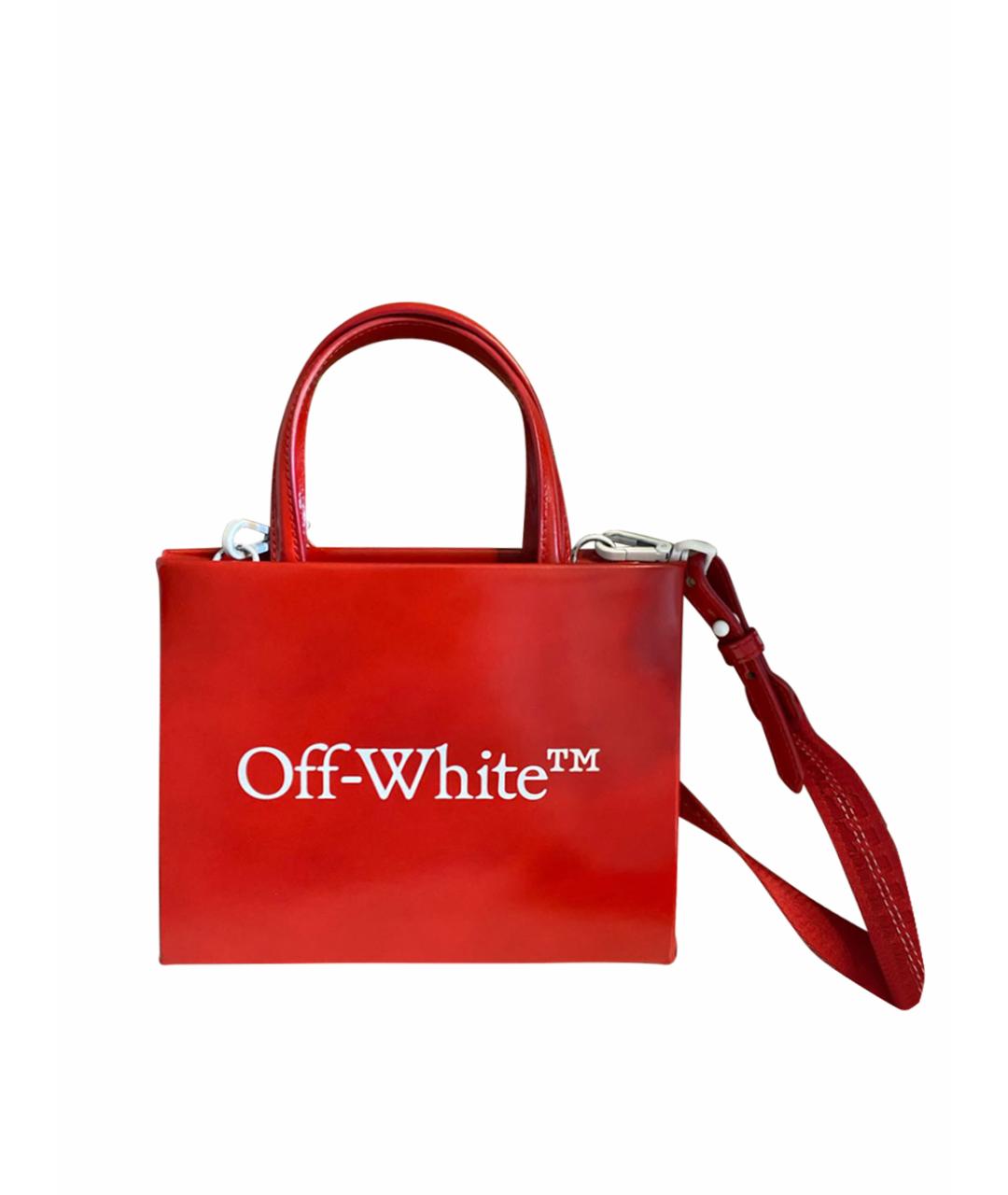 OFF-WHITE Красная кожаная сумка с короткими ручками, фото 1