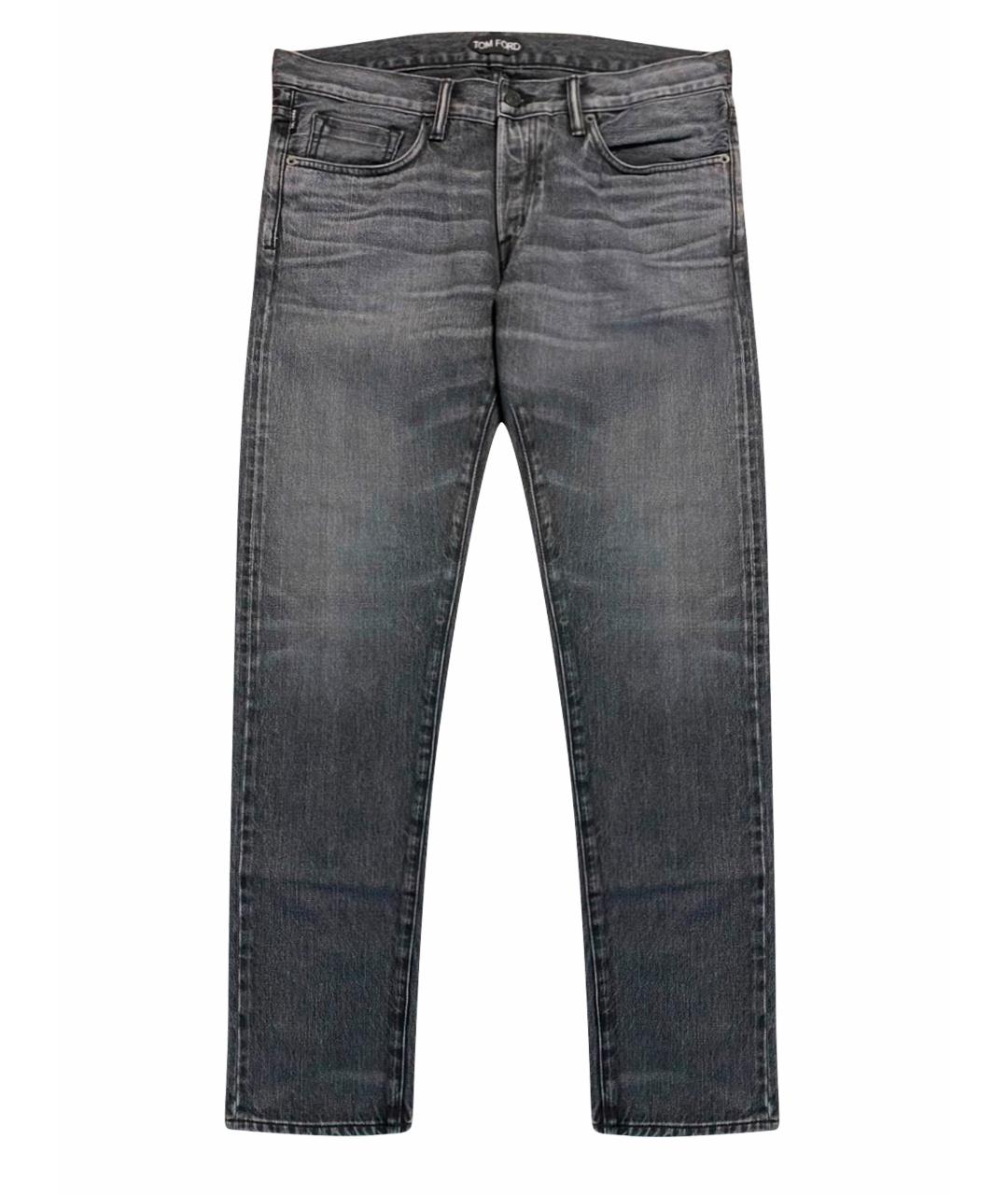 TOM FORD Серые хлопко-эластановые джинсы скинни, фото 1