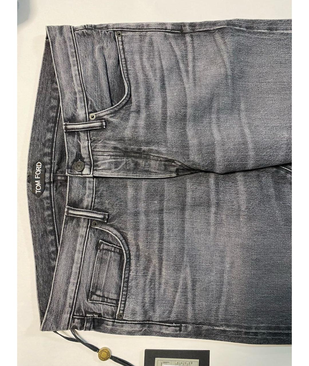 TOM FORD Серые хлопко-эластановые джинсы скинни, фото 4