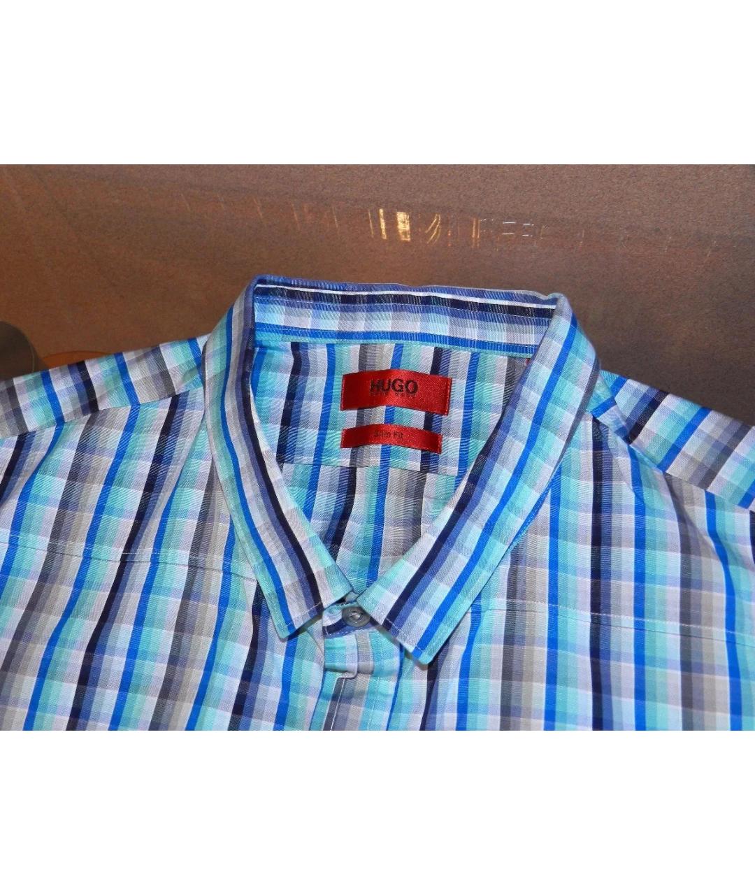 HUGO BOSS Синяя хлопковая классическая рубашка, фото 6