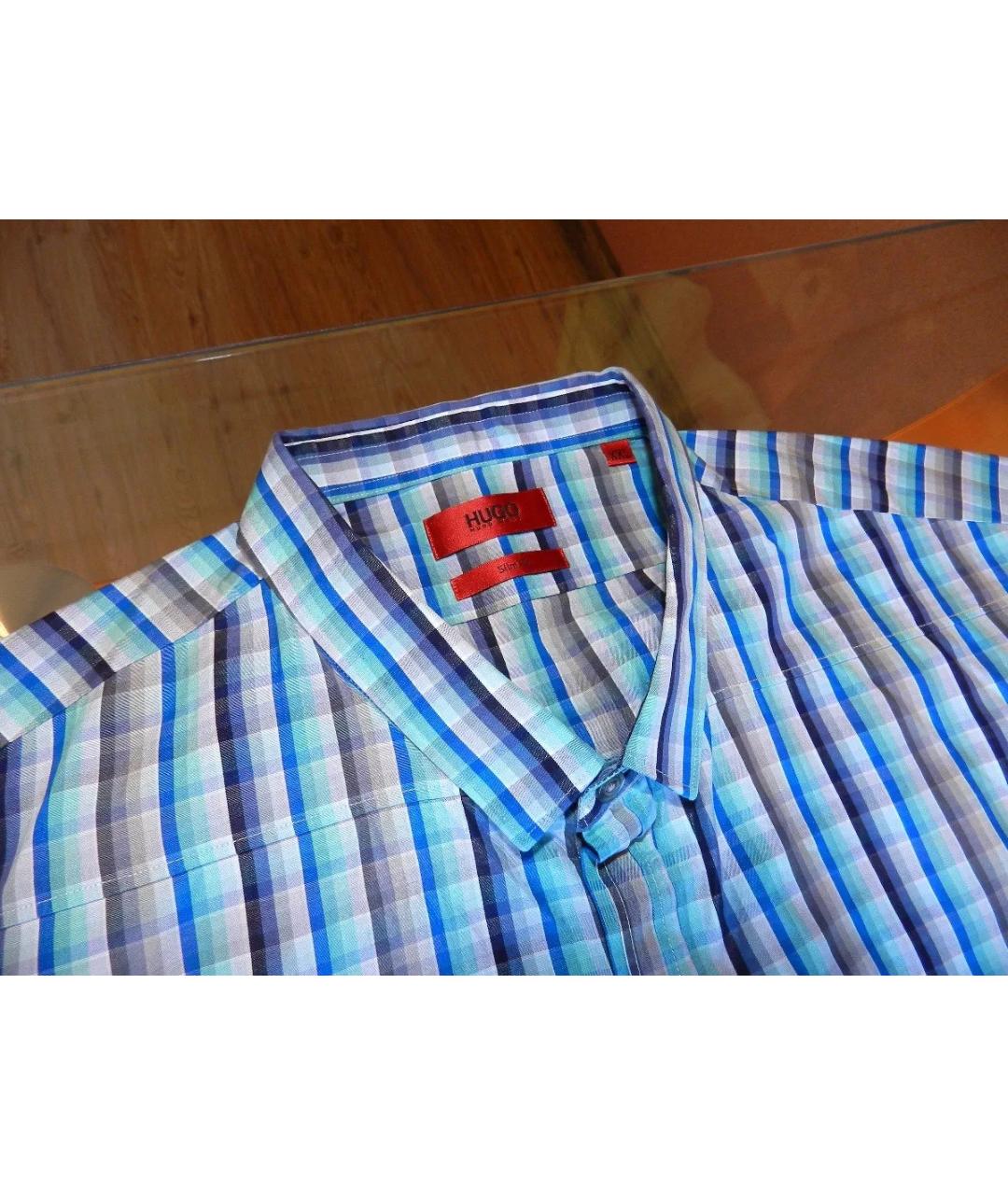 HUGO BOSS Синяя хлопковая классическая рубашка, фото 2