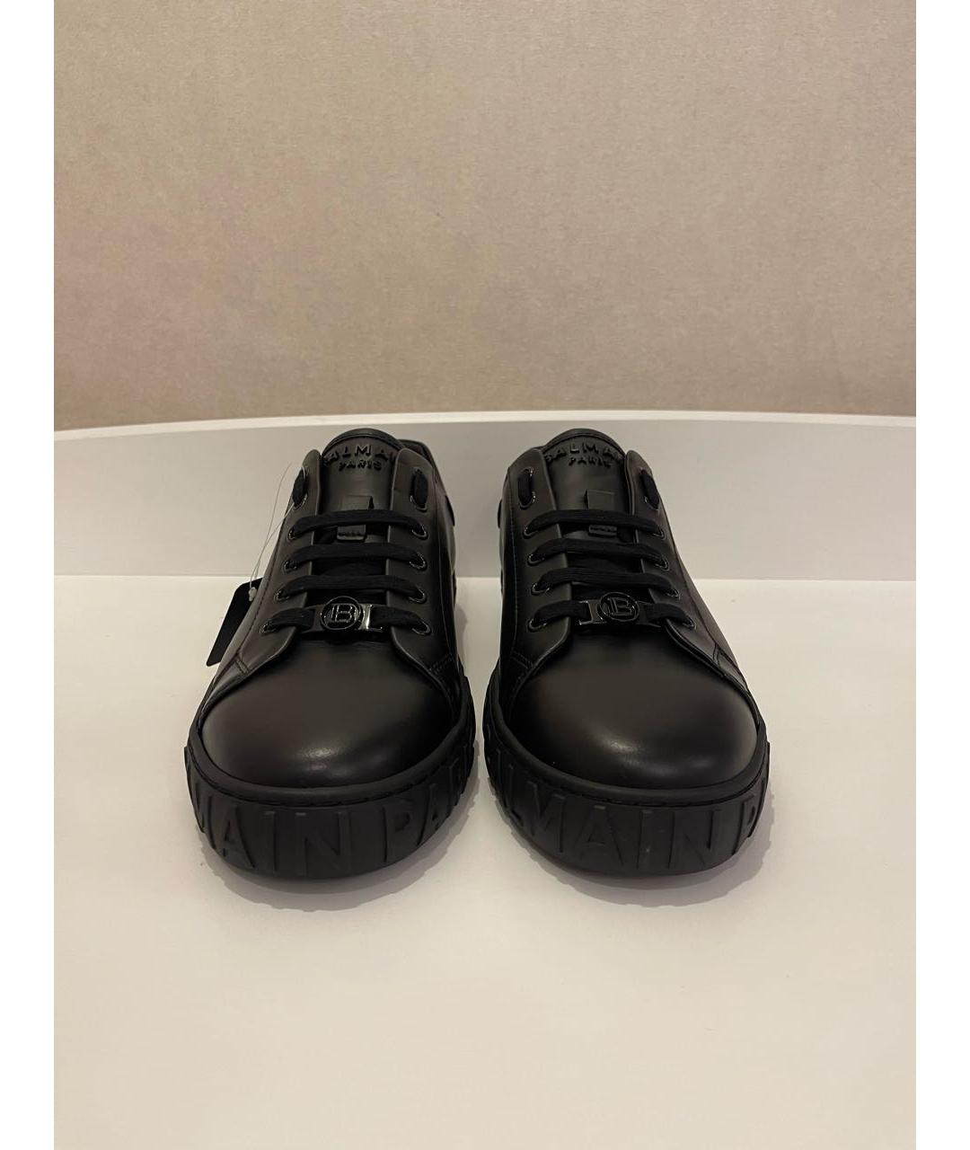 BALMAIN Черные кожаные низкие кроссовки / кеды, фото 5