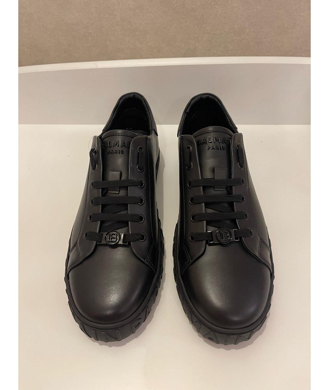 BALMAIN Черные кожаные низкие кроссовки / кеды, фото 2