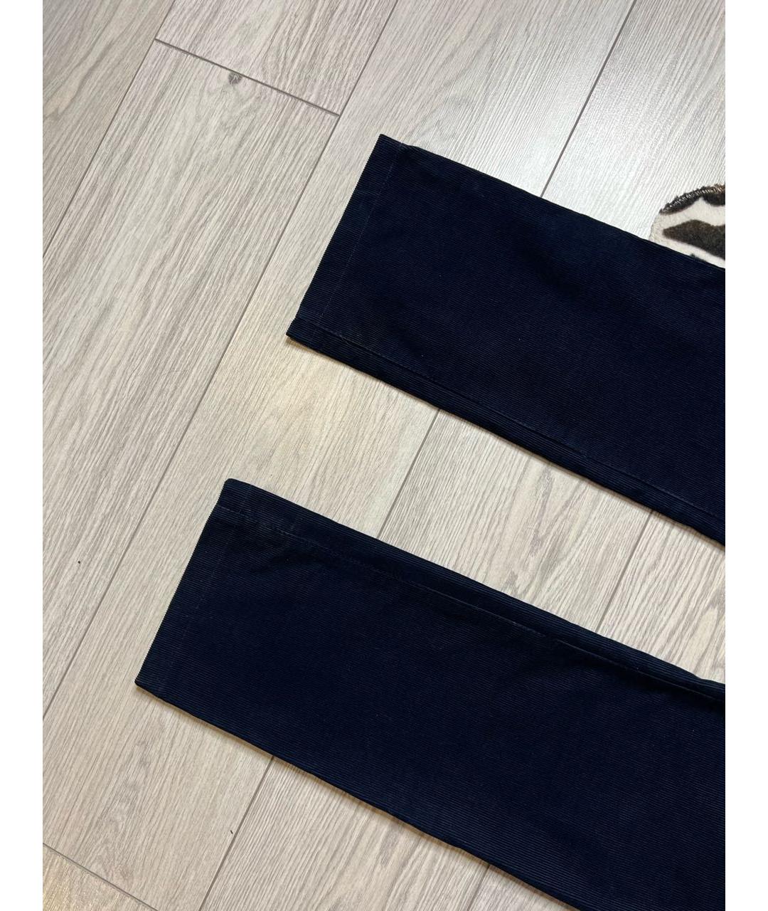 VERSACE COLLECTION Темно-синие хлопко-эластановые повседневные брюки, фото 3