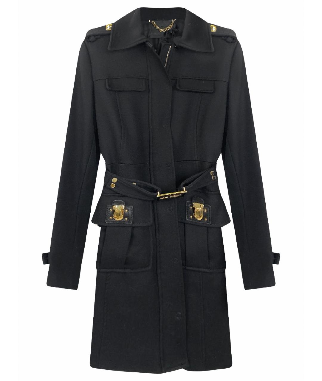 ELISABETTA FRANCHI Черное шерстяное пальто, фото 1