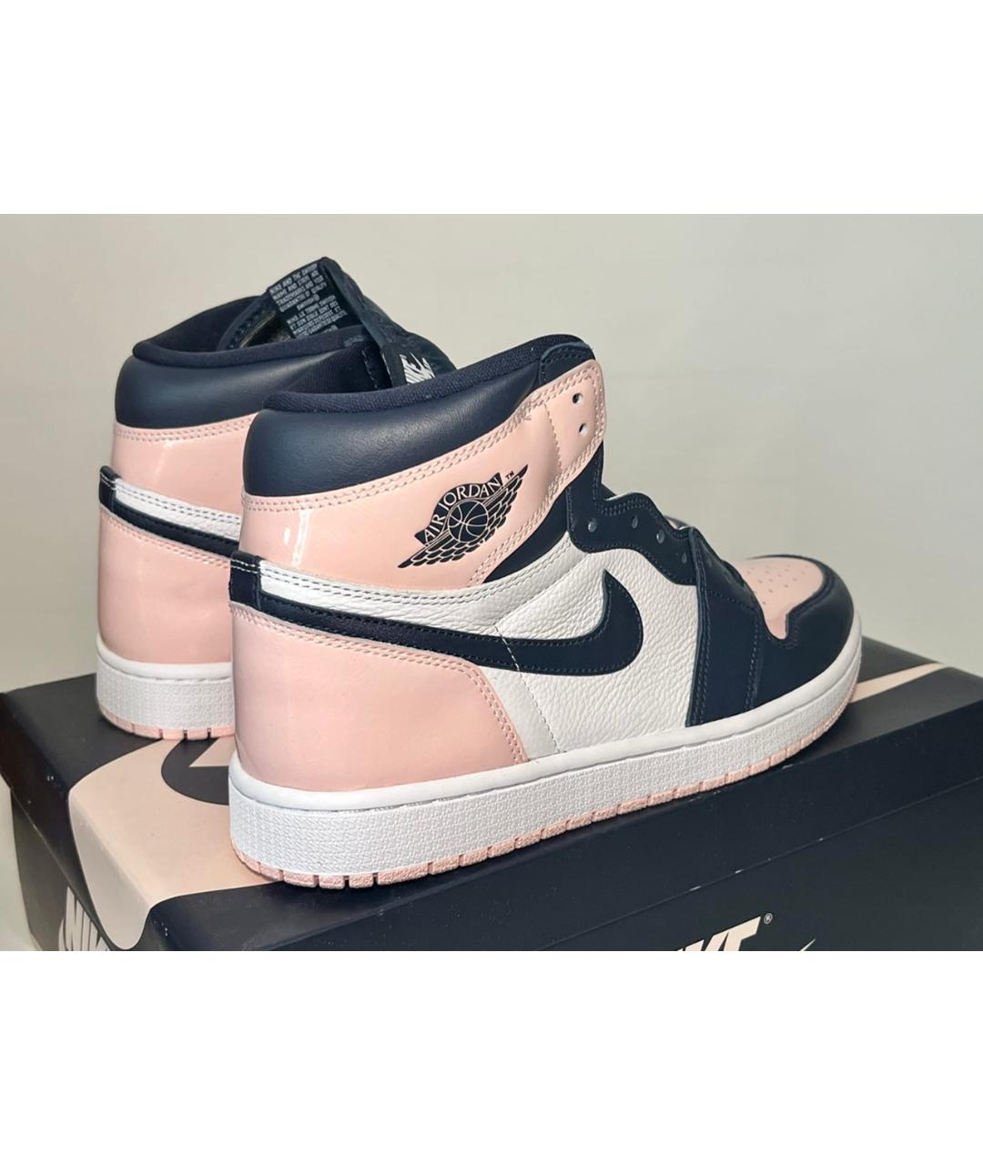 JORDAN Розовые высокие кроссовки / кеды из лакированной кожи, фото 4