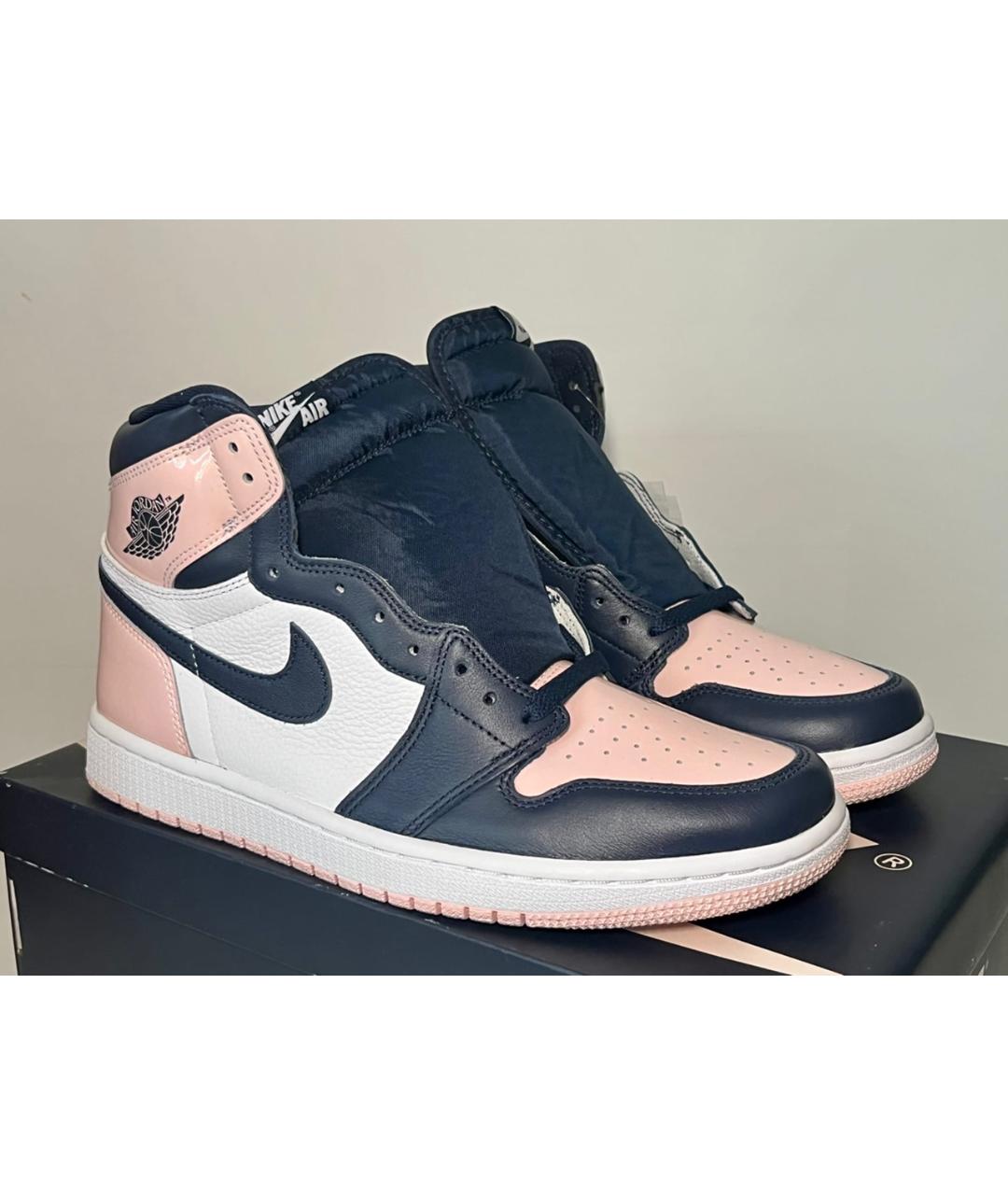 JORDAN Розовые высокие кроссовки / кеды из лакированной кожи, фото 2