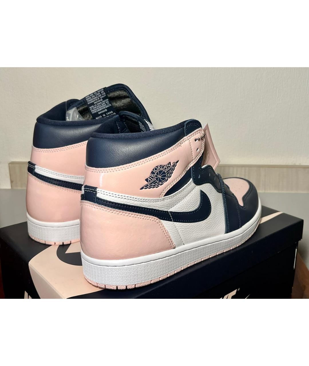 JORDAN Розовые высокие кроссовки / кеды из лакированной кожи, фото 3