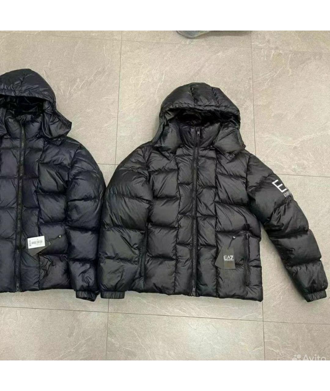EMPORIO ARMANI Черный полиэстеровый пуховик, фото 2