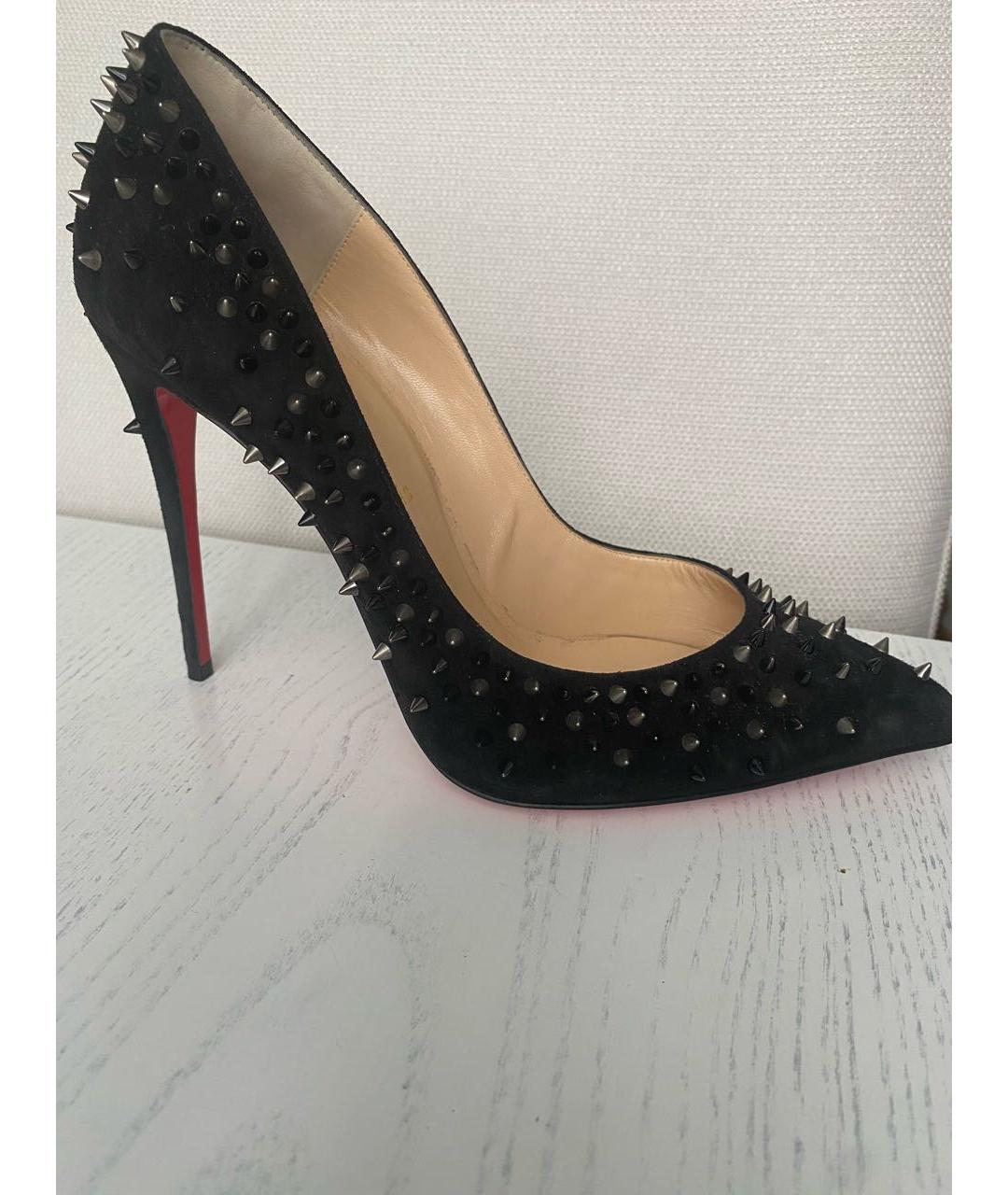 CHRISTIAN LOUBOUTIN Черные замшевые туфли, фото 5