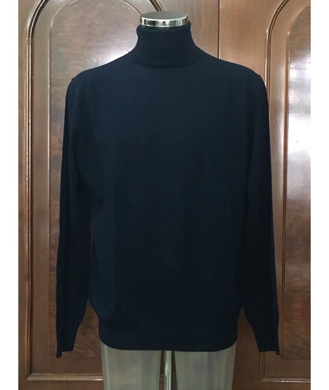 AZZARO Темно-синий шерстяной джемпер / свитер, фото 6
