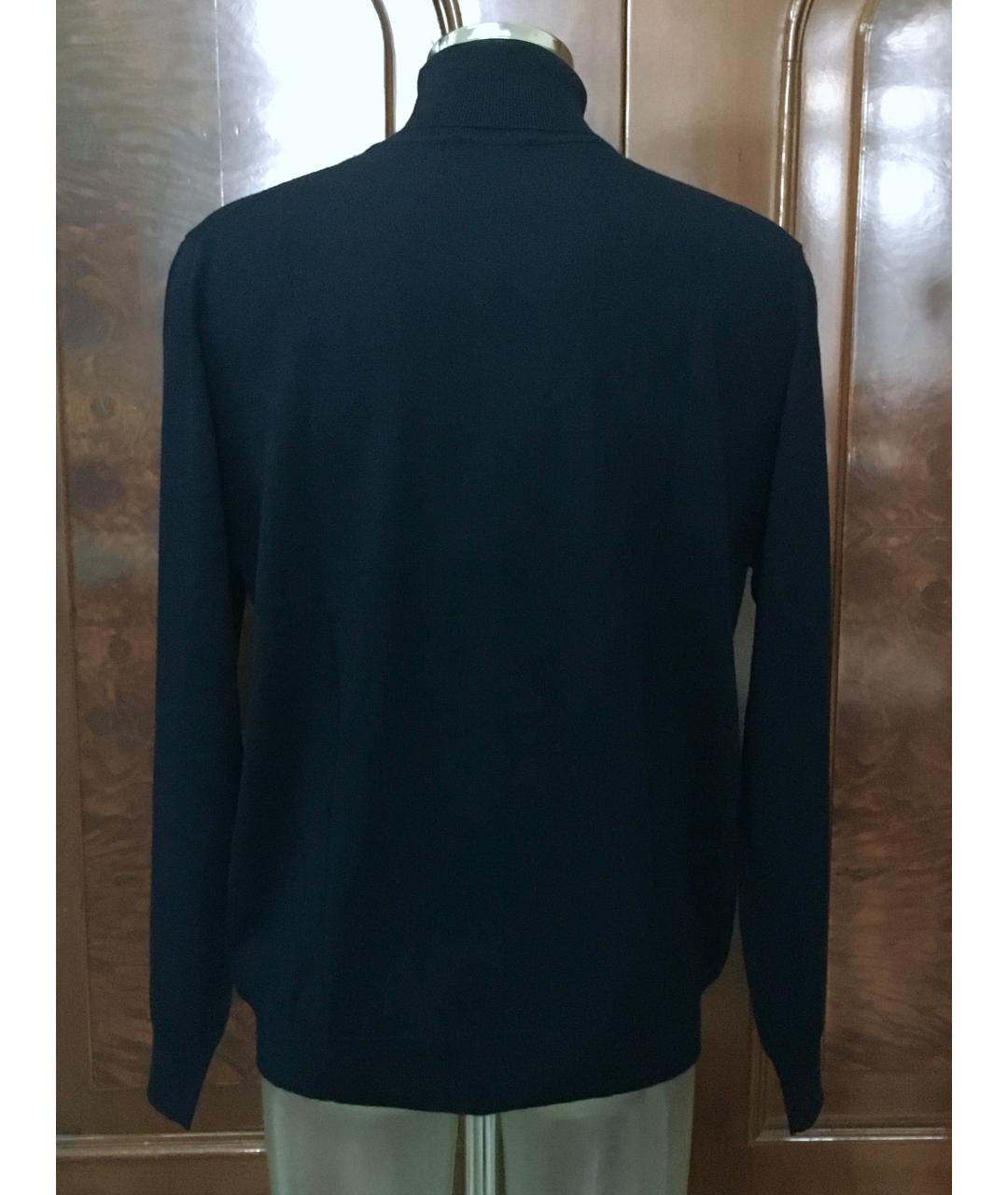 AZZARO Темно-синий шерстяной джемпер / свитер, фото 2