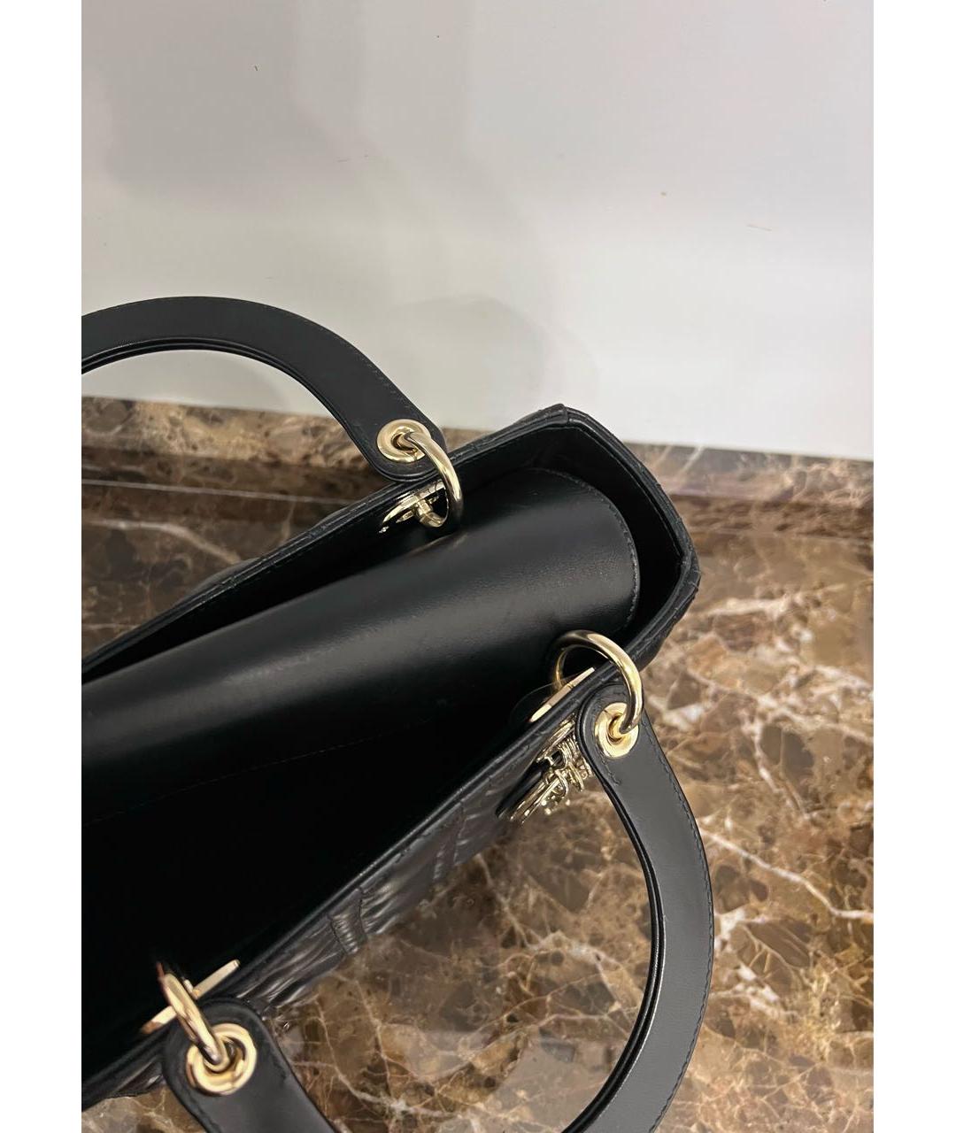 CHRISTIAN DIOR Черная кожаная сумка с короткими ручками, фото 4