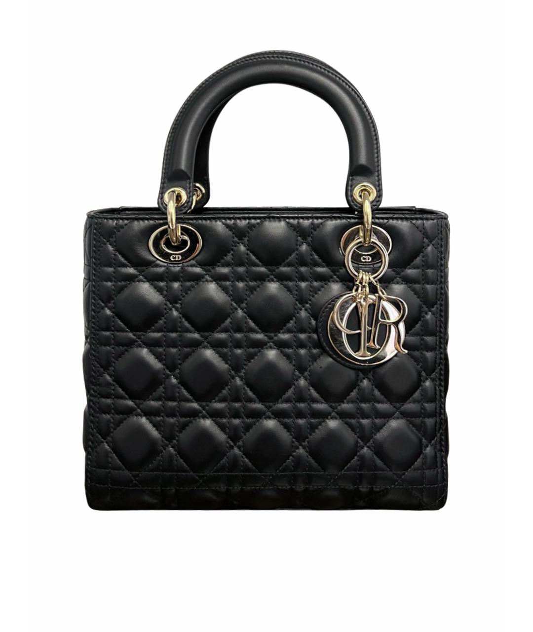 CHRISTIAN DIOR Черная кожаная сумка с короткими ручками, фото 1