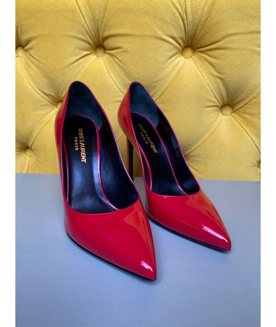 SAINT LAURENT Красные туфли из лакированной кожи, фото 7