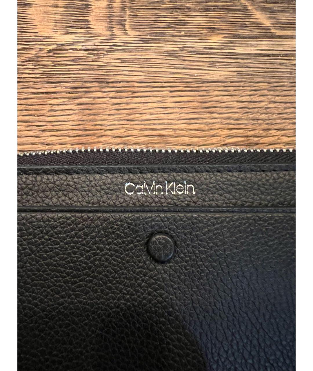 CALVIN KLEIN Черный кожаный кошелек, фото 2