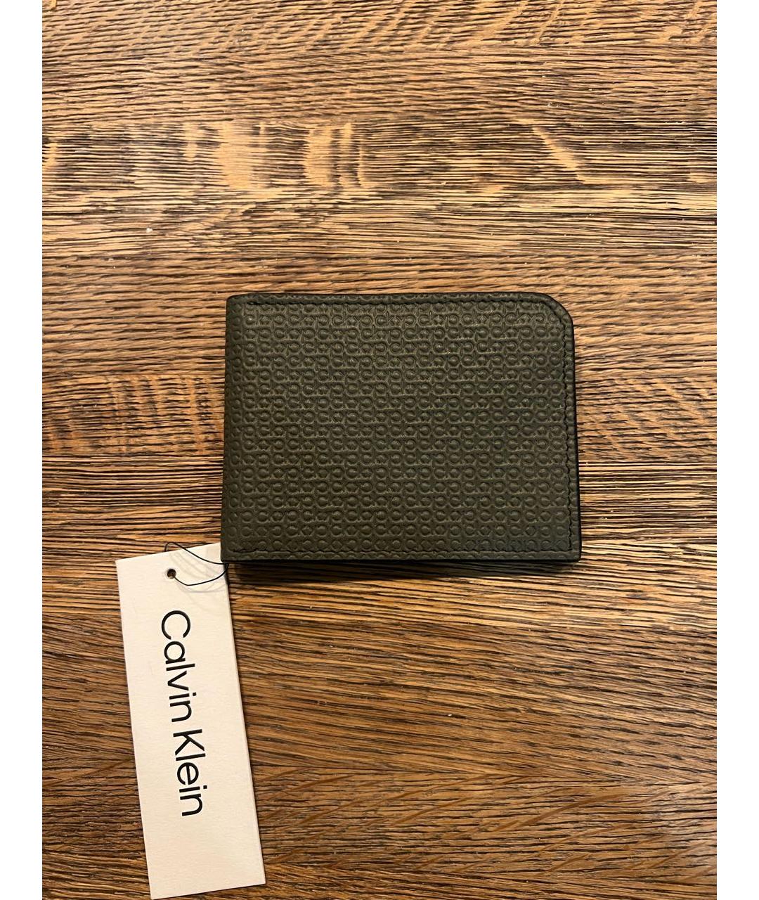 CALVIN KLEIN Хаки кожаный кошелек, фото 5