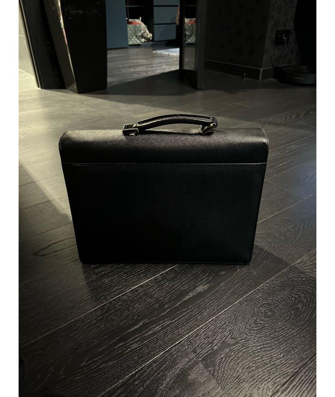 PRADA Черный кожаный портфель, фото 2
