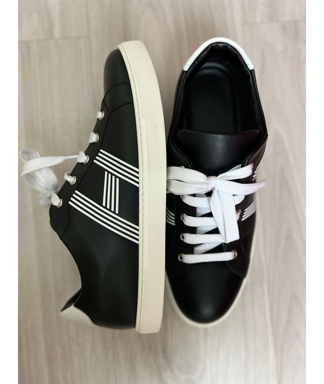 HERMES Черные кожаные низкие кроссовки / кеды, фото 3