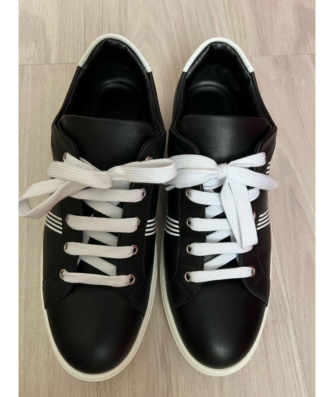 HERMES Черные кожаные низкие кроссовки / кеды, фото 2