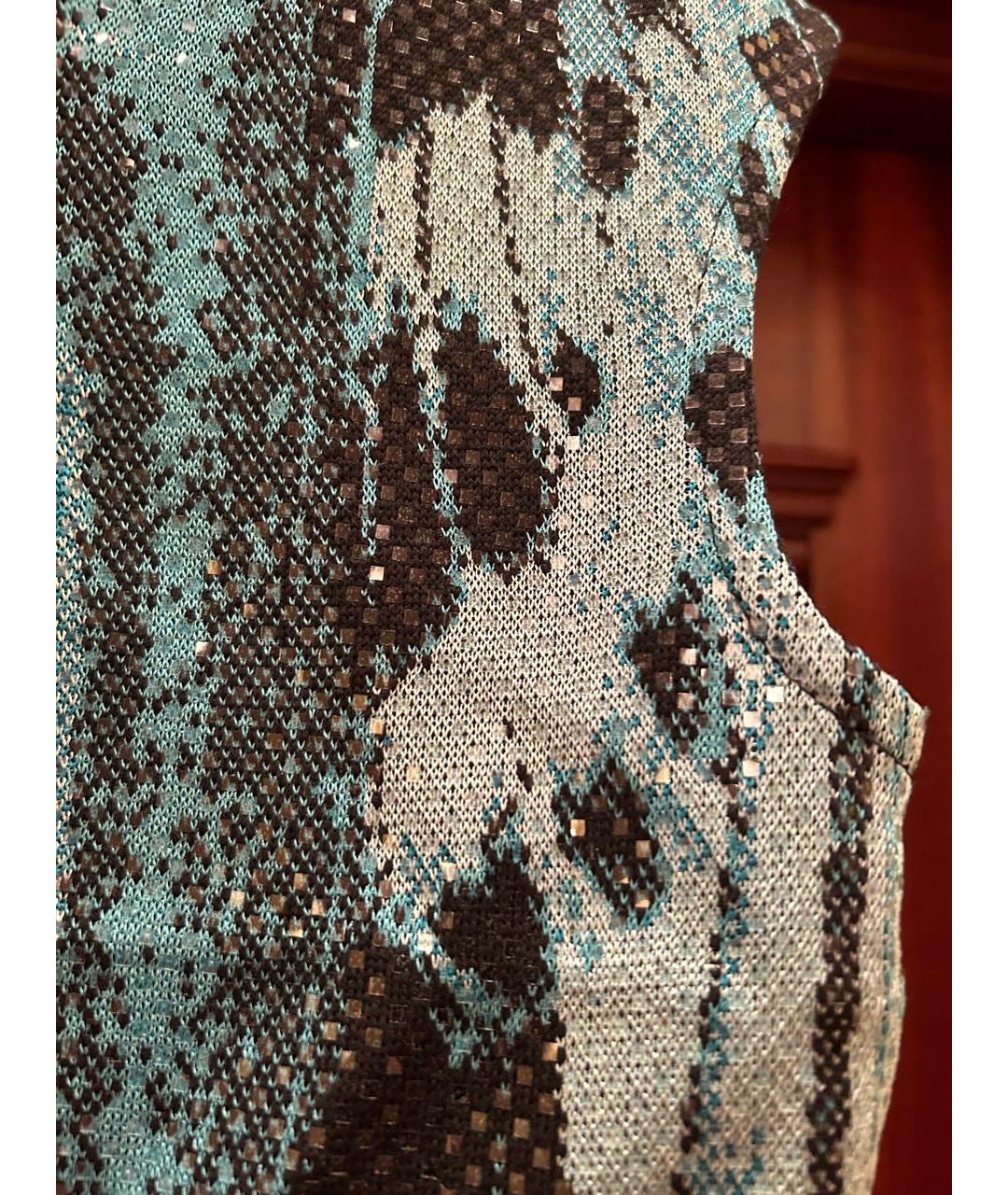 ST. JOHN Бирюзовое вискозное коктейльное платье, фото 4