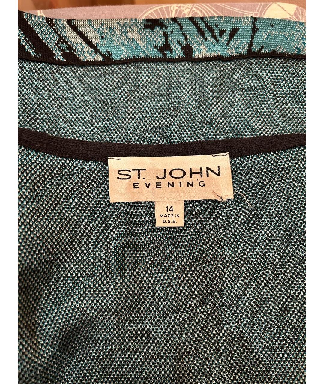 ST. JOHN Бирюзовое вискозное коктейльное платье, фото 3
