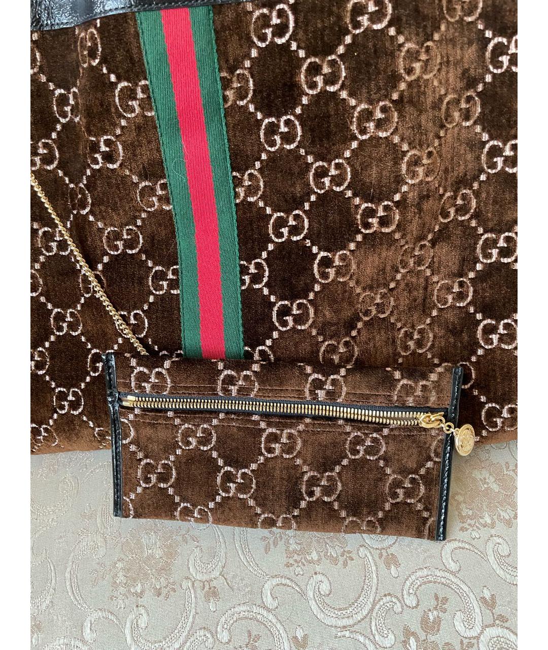 GUCCI Коричневая бархатная сумка через плечо, фото 4