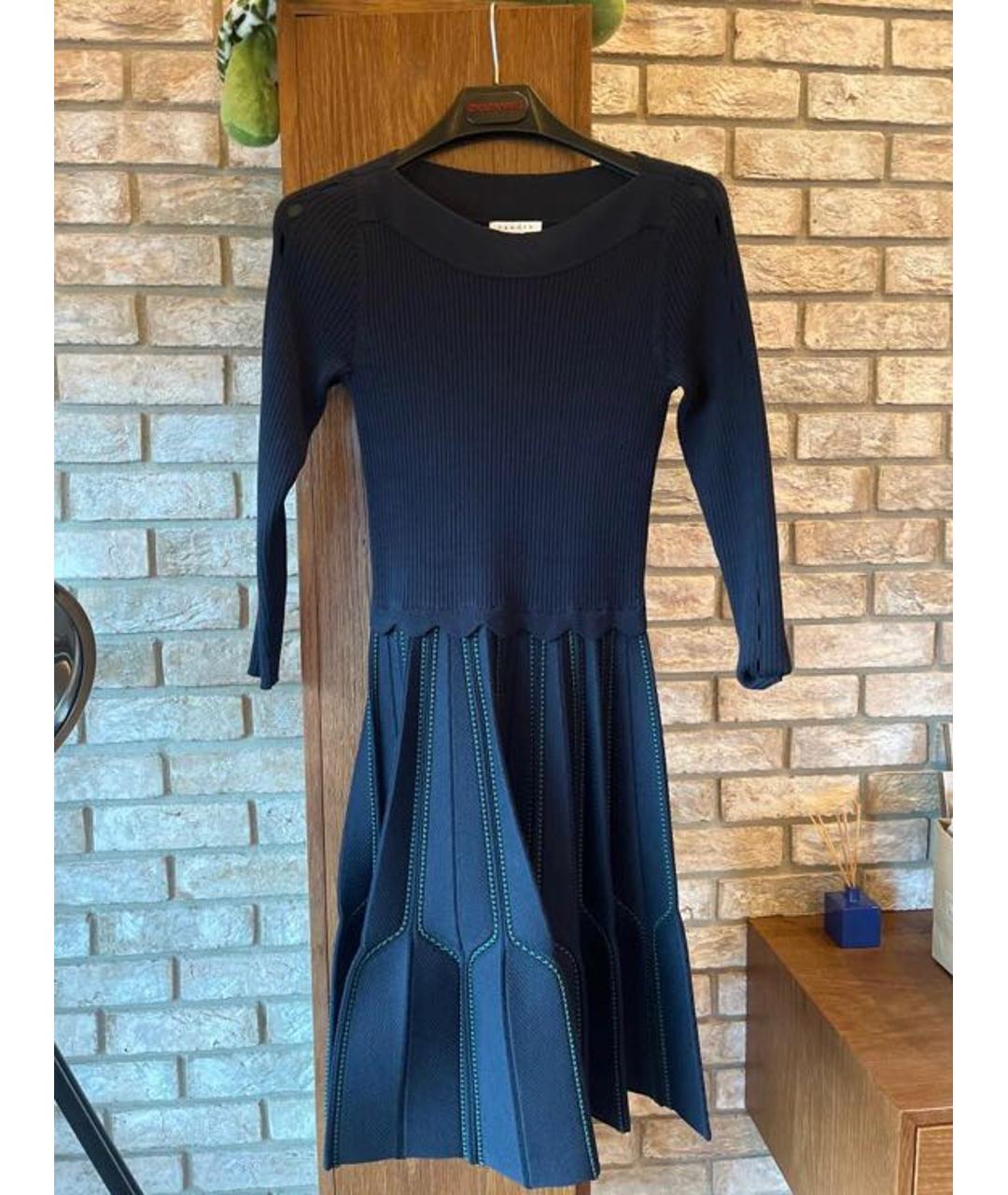 SANDRO Темно-синее полиамидовое коктейльное платье, фото 5