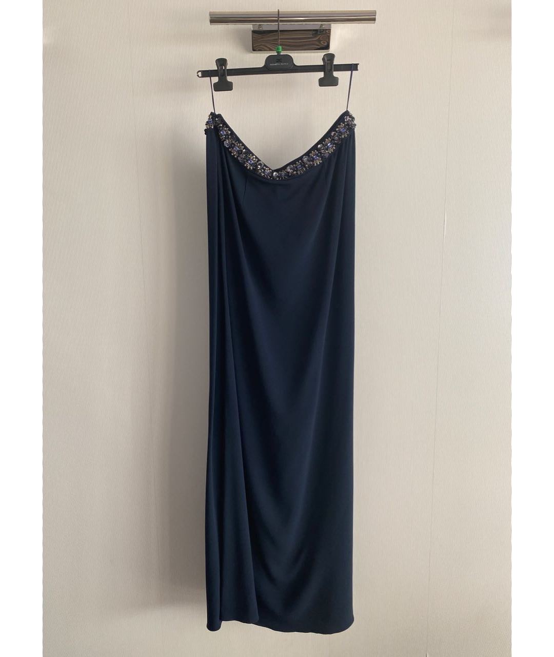 MATTHEW WILLIAMSON Темно-синяя ацетатная юбка макси, фото 3