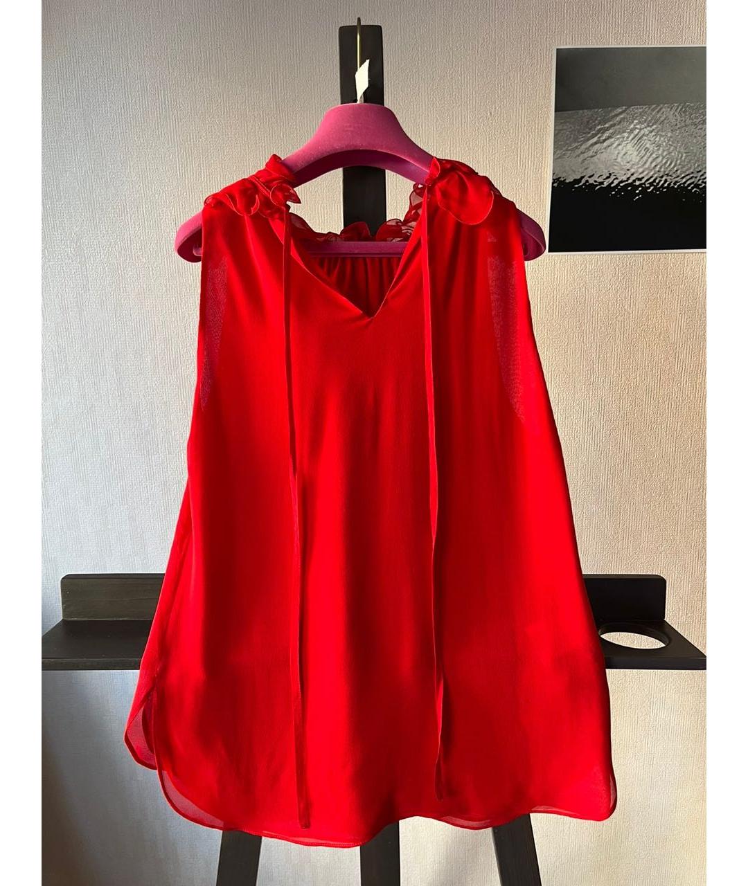 EMANUEL UNGARO Красная шелковая блузы, фото 2