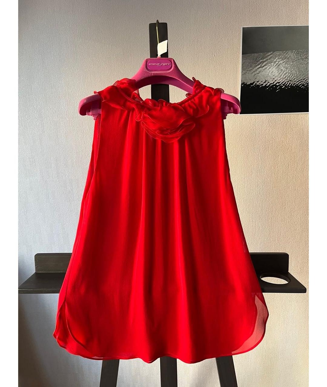 EMANUEL UNGARO Красная шелковая блузы, фото 6