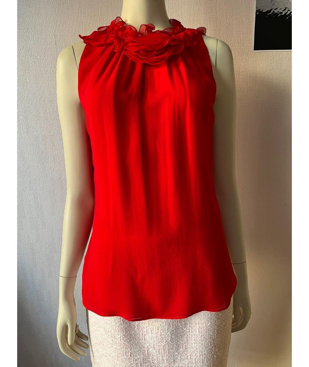 EMANUEL UNGARO Красная шелковая блузы, фото 3