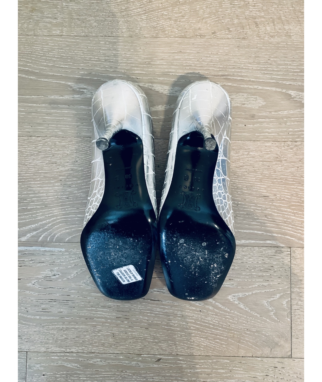 CELINE PRE-OWNED Серебряные кожаные туфли, фото 6