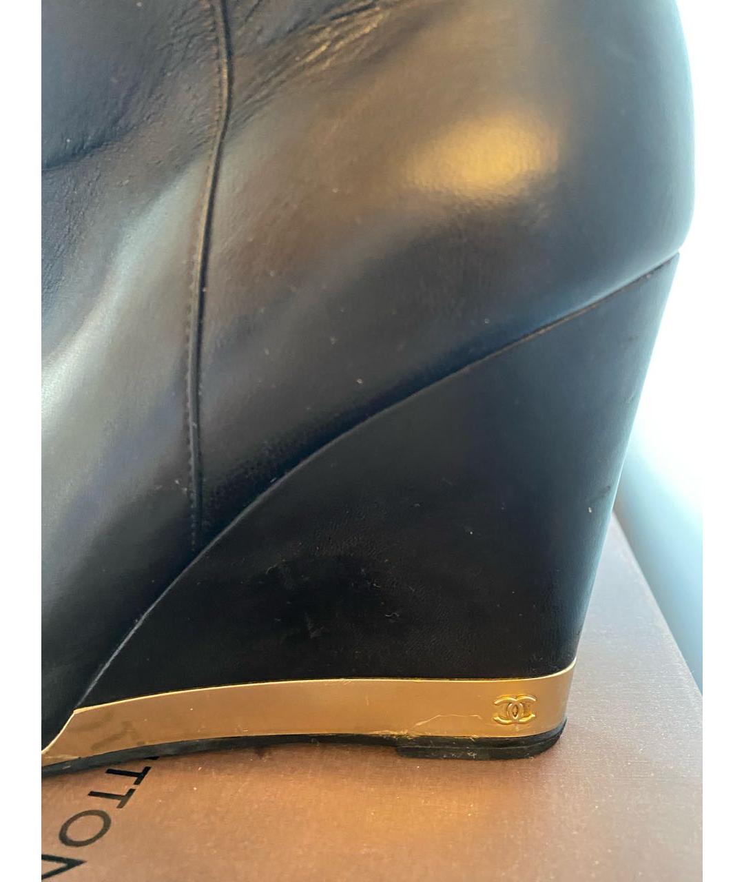 CHANEL PRE-OWNED Черные кожаные ботфорты, фото 5