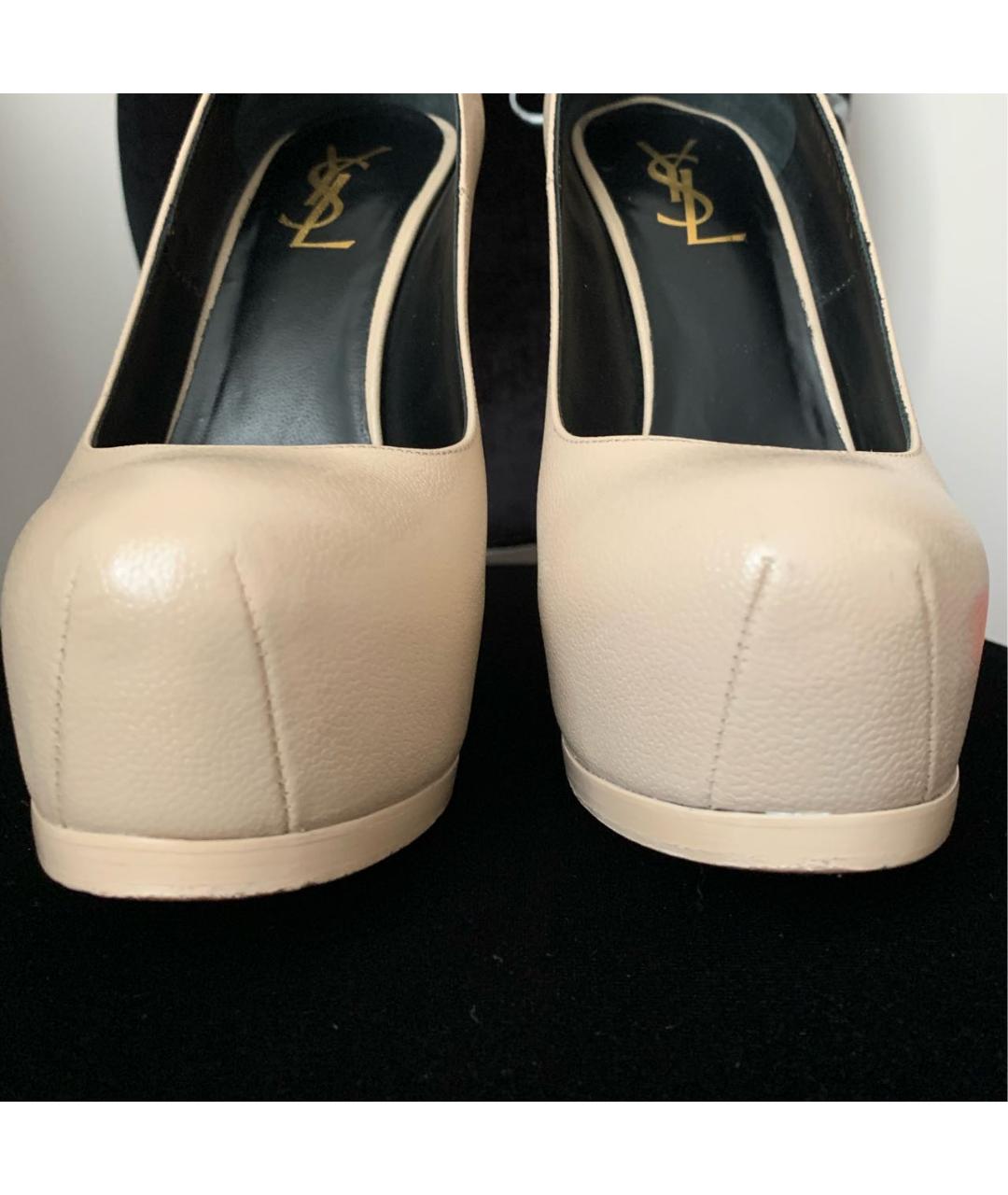 SAINT LAURENT Бежевые кожаные туфли, фото 8