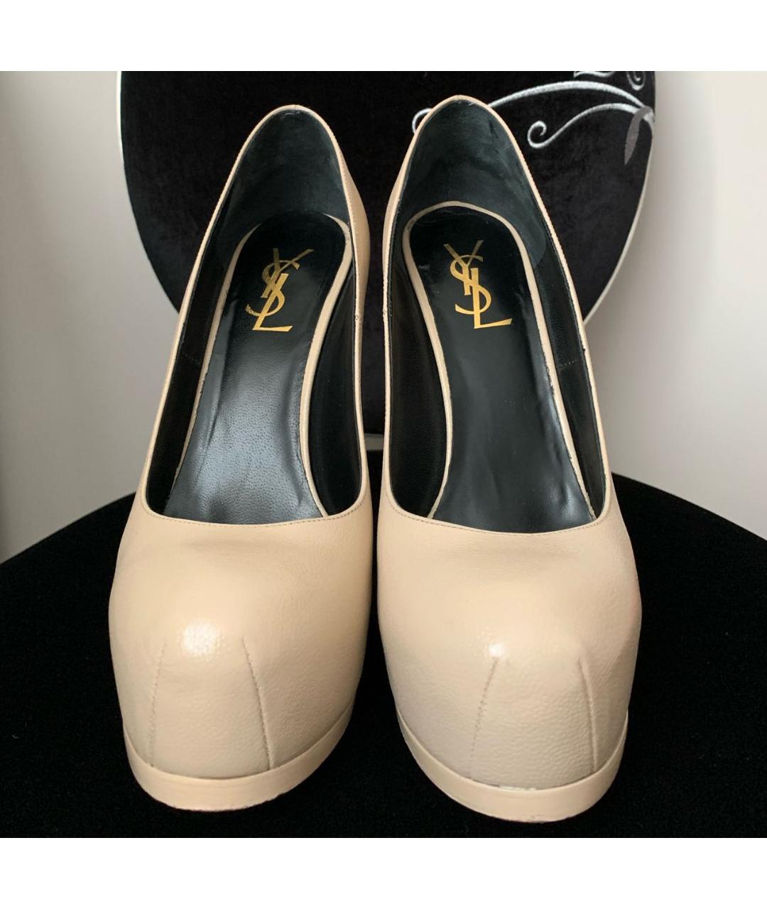 SAINT LAURENT Бежевые кожаные туфли, фото 2