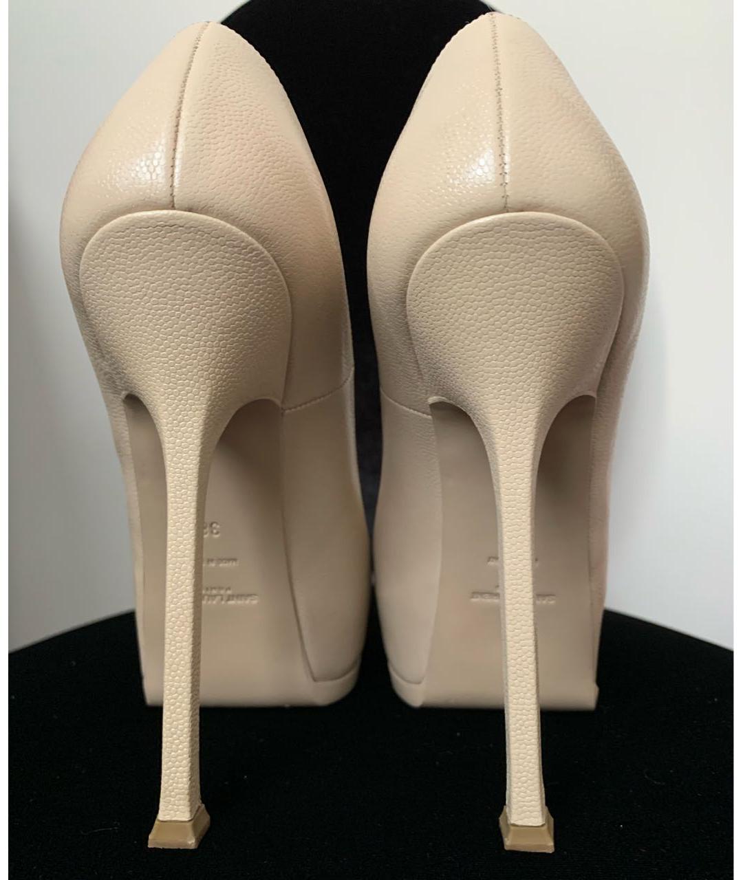SAINT LAURENT Бежевые кожаные туфли, фото 4