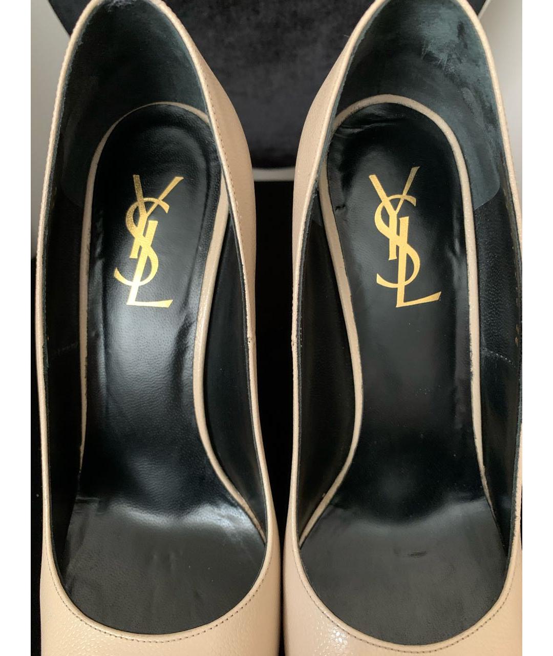 SAINT LAURENT Бежевые кожаные туфли, фото 3