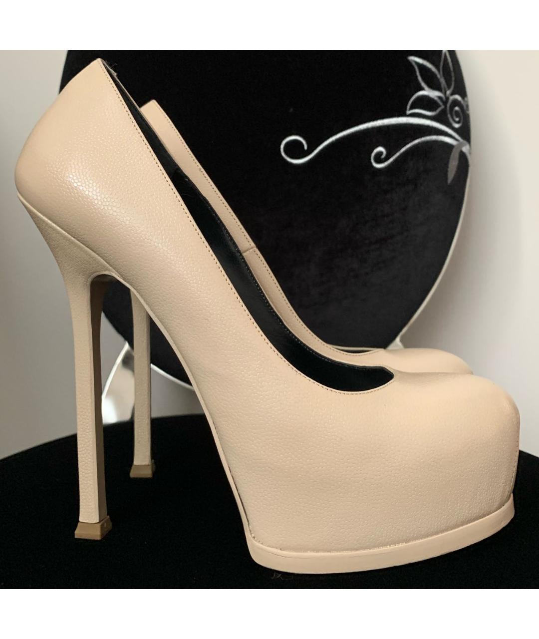 SAINT LAURENT Бежевые кожаные туфли, фото 9